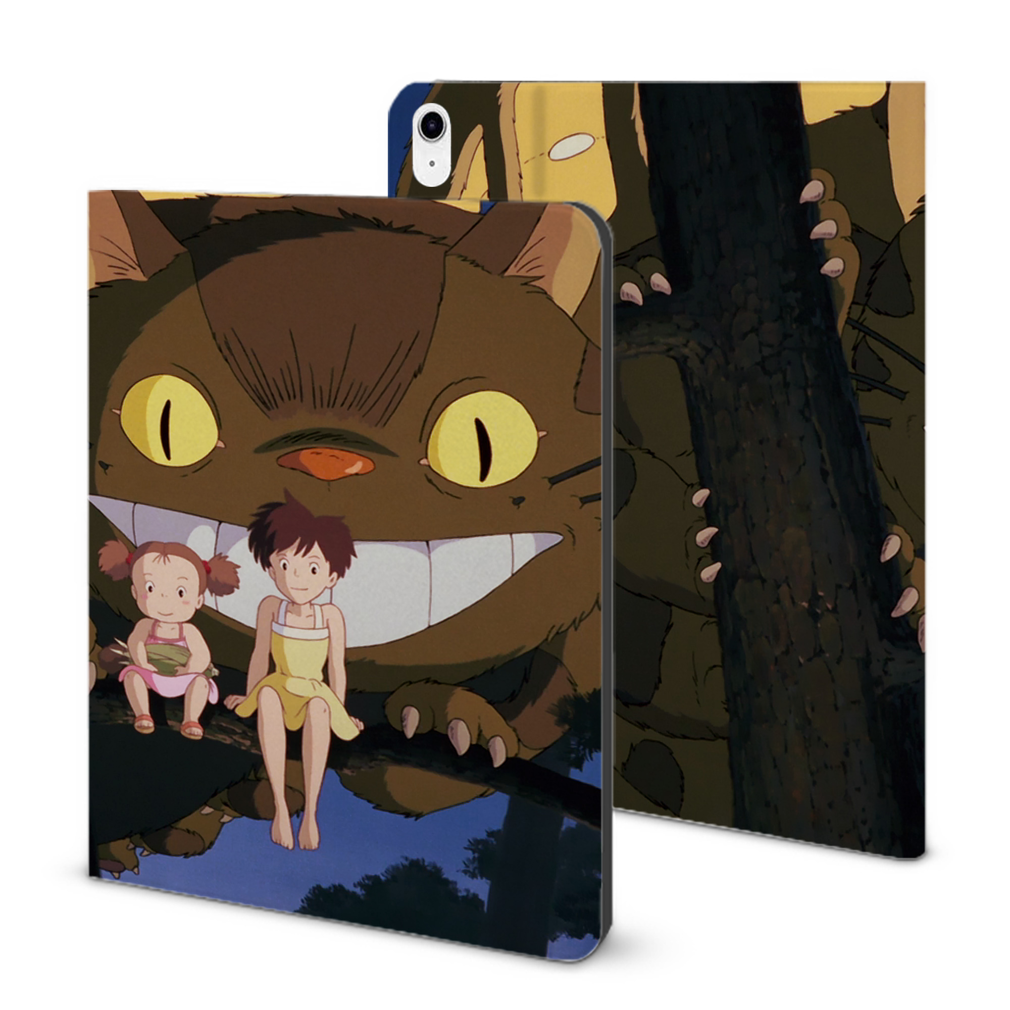 （画像用） となりのトトロ 草壁メイ 草壁サツキ My Neighbor Totoro Satsuki Kusakabe Mei Kusakabe IPad ケース ブック型 PUレザー TPU 耐衝撃 軽量 薄型 ペン収納なし 全面保護 IPad 各モデル対応